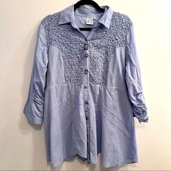 Parsley & Sage Button Down Vintage Button Down Blouse Top Mixed Metal Buttons - Picture 1 of 13